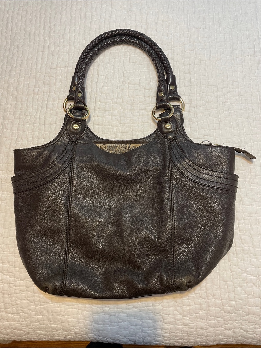 The Sak Black Braided-Handle Leather Shoulder Bag